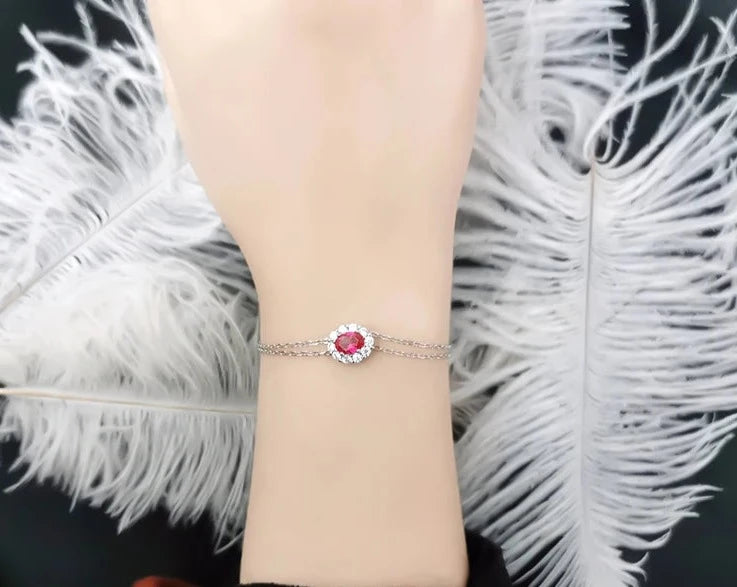 Sapphire Tennis Bracelet - SSBL033-Serenity 925 Silver 18K Gold Plated Ruby Charm Bracelet
