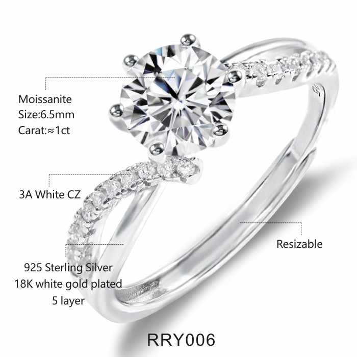 SS032-Serenity Moissanite 925 Silver Ring Wedding Bands