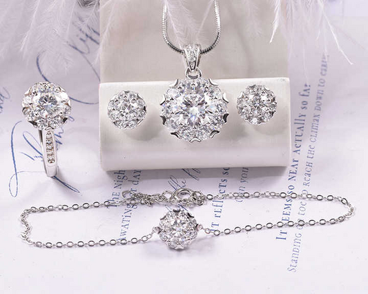 SSS001-Serenity 1ct Moissanite  3A Cubic Zirconia Sterling Silver 925 Party Jewellery Set