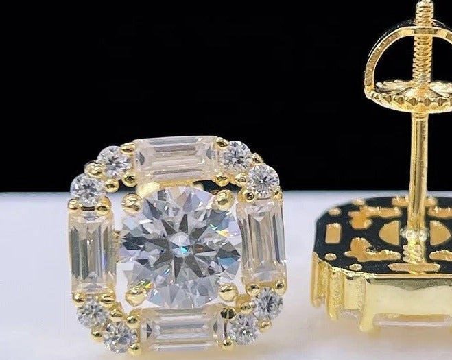 SSER025-Serenity VVS Moissanite Hip Hop S925 Real Gold Plating Elegant Earrings