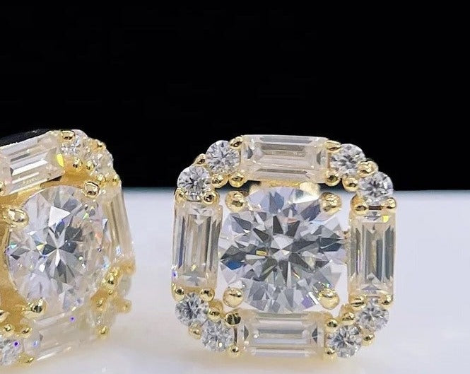 SSER025-Serenity VVS Moissanite Hip Hop S925 Real Gold Plating Elegant Earrings