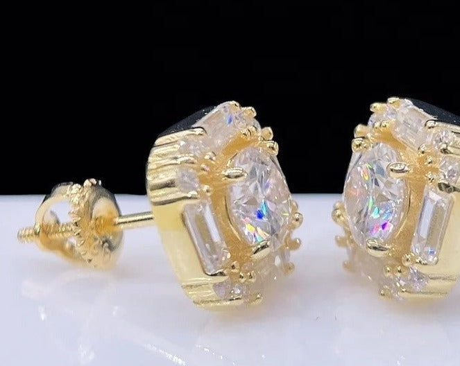 SSER025-Serenity VVS Moissanite Hip Hop S925 Real Gold Plating Elegant Earrings