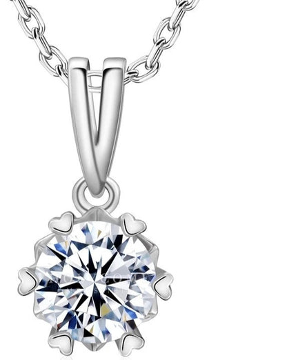 SSNL026-Serenity VVS Moissanite Brilliant Cut Round Pendants 925 Silver Wedding Necklace