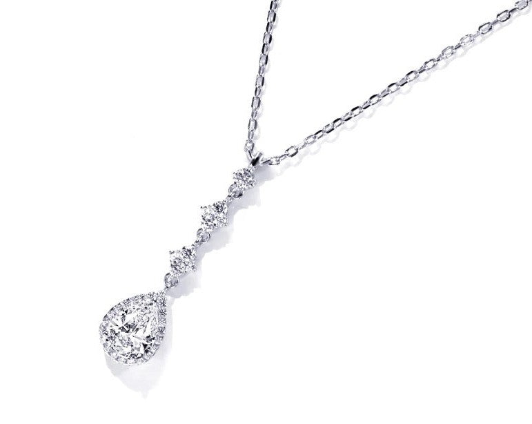 SSNL030-Serenity VVS Moissanite 925 Sliver 18K Gold Plated Pear Cut Water Drop Parties Necklaces