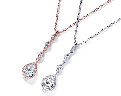 SSNL030-Serenity VVS Moissanite 925 Sliver 18K Gold Plated Pear Cut Water Drop Parties Necklaces