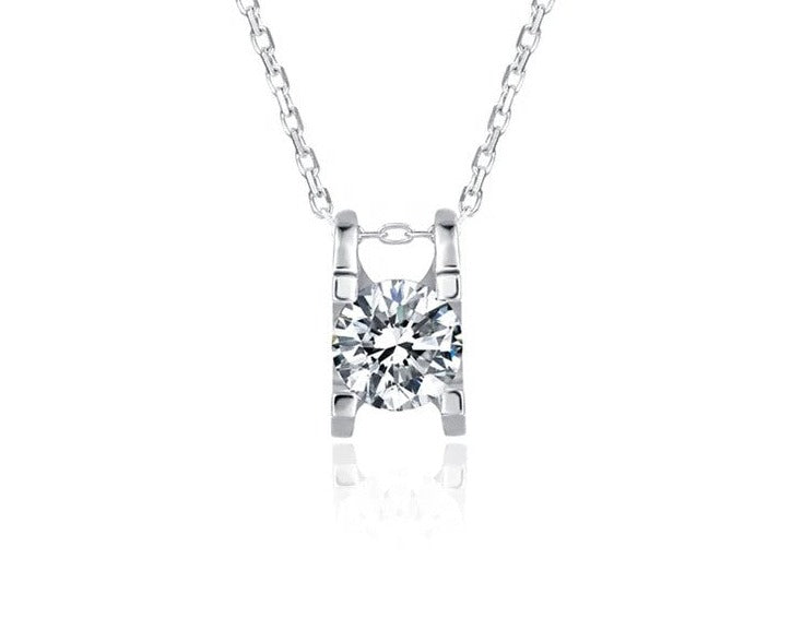 SSS012-Serenity Silver Moissanite 925 Sterling Silver Ring Earring Necklace Jewellery Set