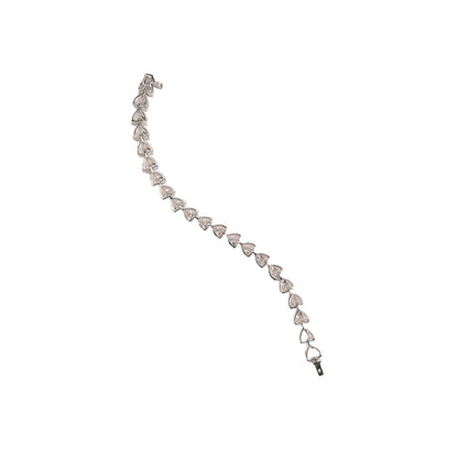 SSBL023-Serenity 925 Silver Heart Cut Cubic Zirconia Bracelet