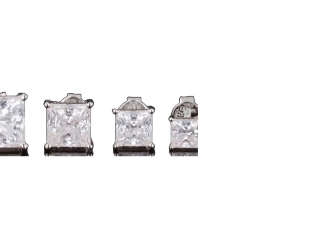 SSER021-Serenity New Arrival Princess Cut Moissanite Stone 14K White Gold Earrings