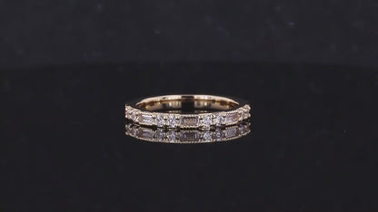 SS039-Serenity DEF Moissanite 14K-18K Yellow Gold Vintage Baguette Eternity ing