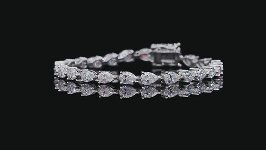 SSBL018-Serenity VVS Moissanite 925 Silver Pear Cut  Tennis Bracelet